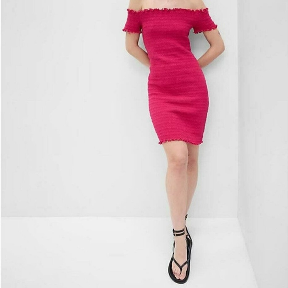 GAP Off-Shoulder Smocked Mini Dress